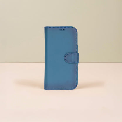 Leathere iPhone 17 Wallet Case – Blue - New York