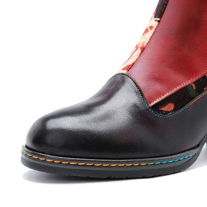 Leather Handmade Embossed Adjustable Boots