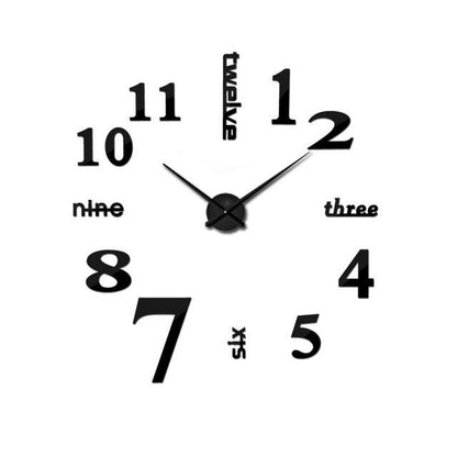 Large 3D Frameless Mirror Wall Clock Sticker