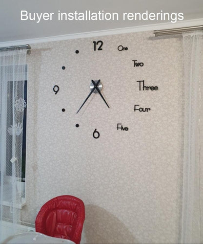 Large 3D Frameless Mirror Wall Clock Sticker