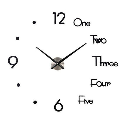 Large 3D Frameless Mirror Wall Clock Sticker