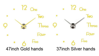Large 3D Frameless Mirror Wall Clock Sticker