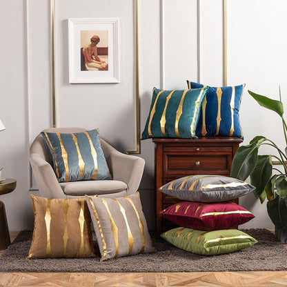 Bronzed Gold Striped Luxury Cushion Case