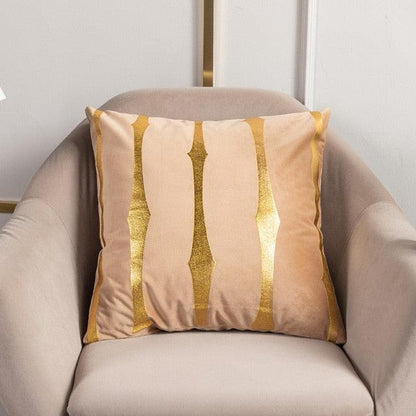 Bronzed Gold Striped Luxury Cushion Case