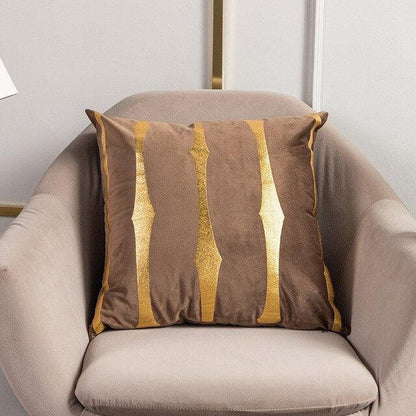 Bronzed Gold Striped Luxury Cushion Case