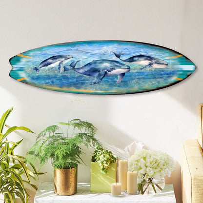 Whale's Harmony Coastal Surfboard Wall Decor
