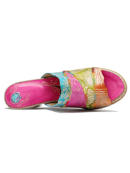 Four Color Splicing Slippers