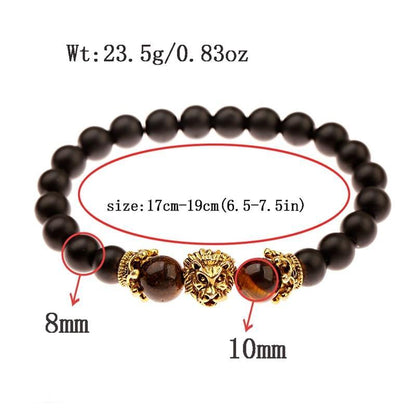 Handmade Crown Lion Stone Bracelet