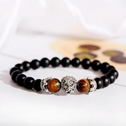 Handmade Crown Lion Stone Bracelet