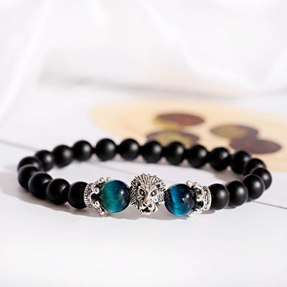 Handmade Crown Lion Stone Bracelet