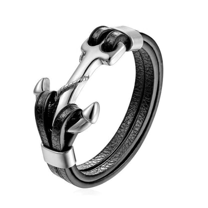 Men's Leather Lion & Wolf Charm Bracelet
