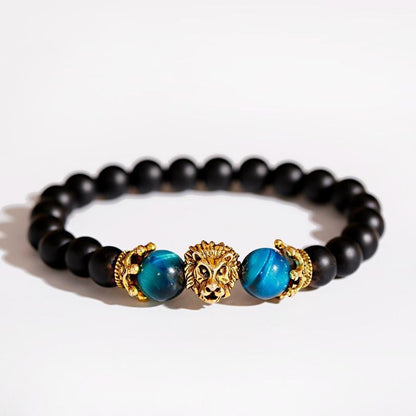 Handmade Crown Lion Stone Bracelet