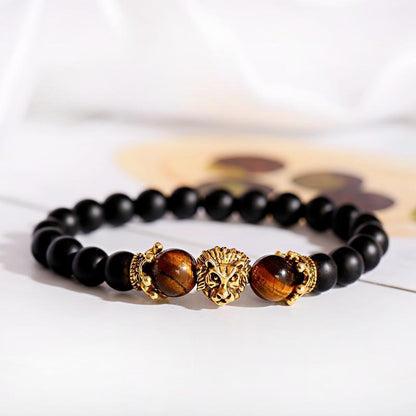 Handmade Crown Lion Stone Bracelet