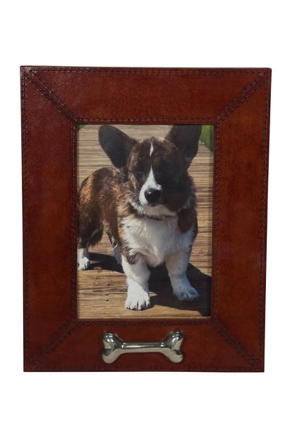 Huntley Leather Silver Bone Photo Frame