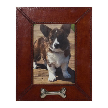 Huntley Leather Silver Bone Photo Frame