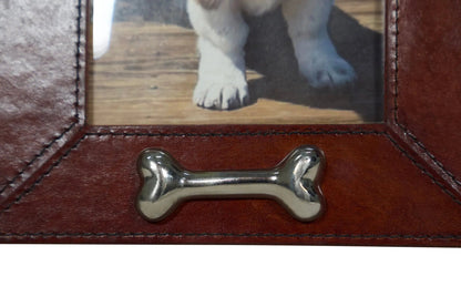 Huntley Leather Silver Bone Photo Frame