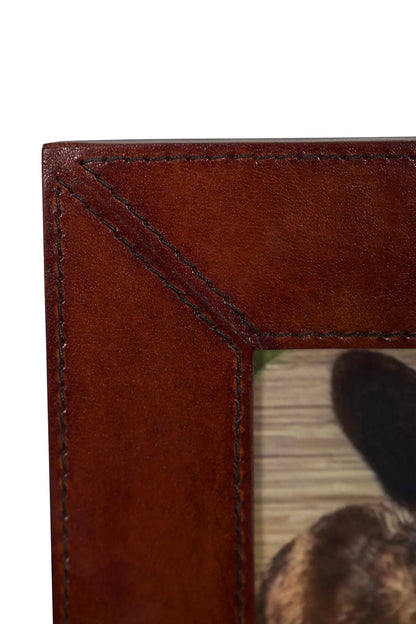 Huntley Leather Silver Bone Photo Frame