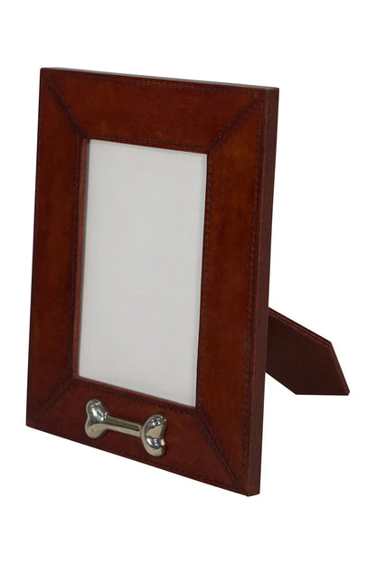 Huntley Leather Silver Bone Photo Frame