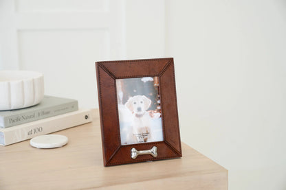 Huntley Leather Silver Bone Photo Frame