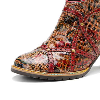 Colorful Handmade Low Heel Booties