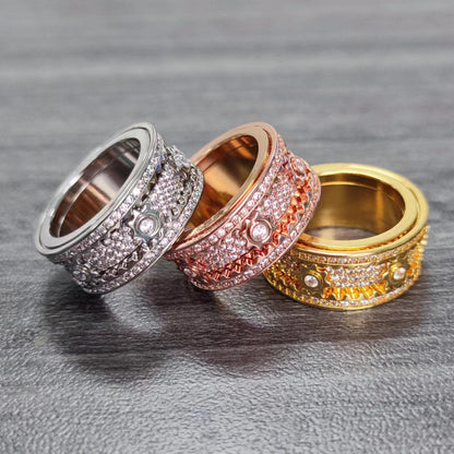 Unisex Rotating Diamond Gear Ring