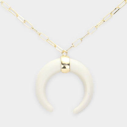 Double Horn Pendant Necklace