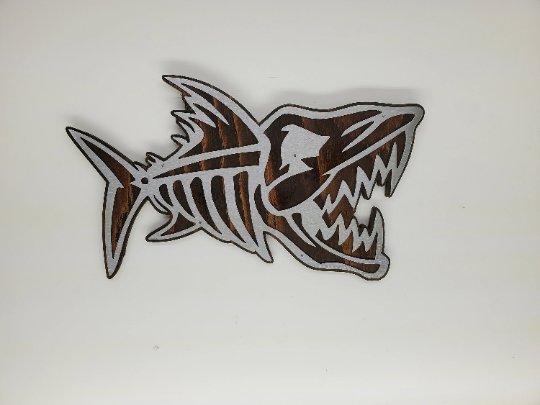 Rustic Wood & Metal Bonefish Wall Plaque