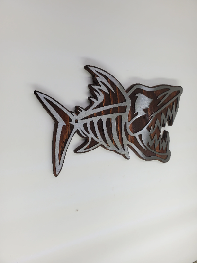Rustic Wood & Metal Bonefish Wall Plaque
