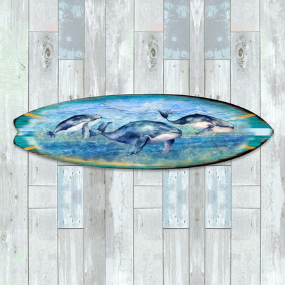 Whale's Harmony Coastal Surfboard Wall Decor