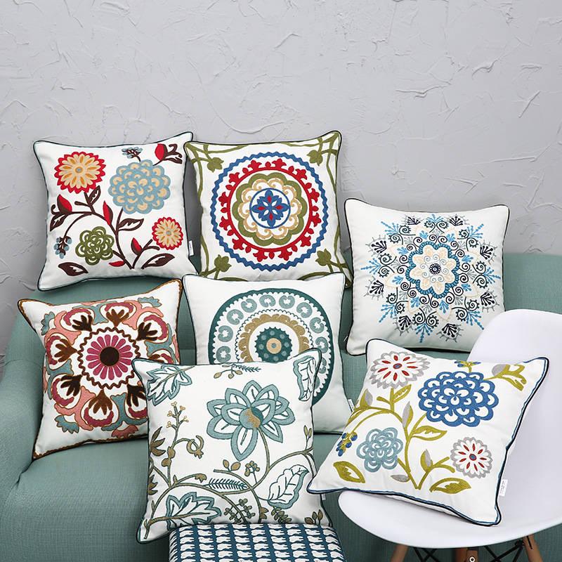 Vintage Ethnic Embroidered Pillow Cover (18x18")