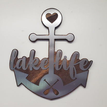 Rustic Lake Life Metal Anchor Wall Art (Made in USA)