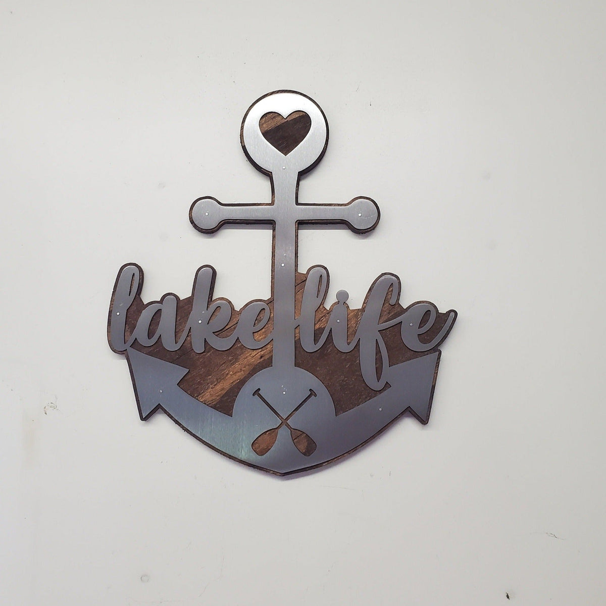 Rustic Lake Life Metal Anchor Wall Art (Made in USA)
