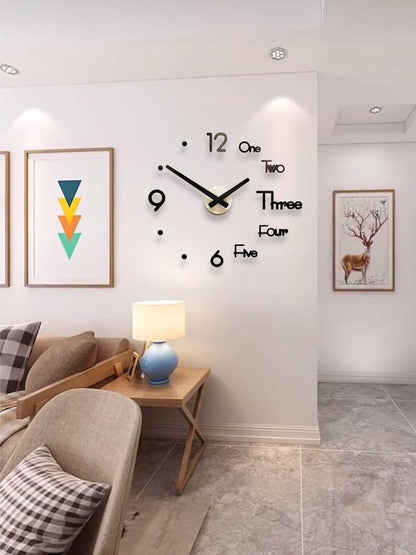 Large 3D Frameless Mirror Wall Clock Sticker