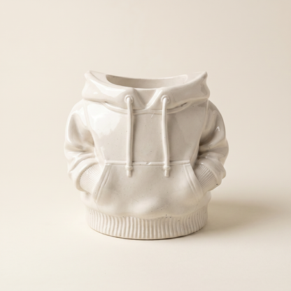 Hoodie Planter, Gypsum White 4"