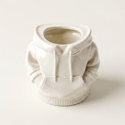 Hoodie Planter, Gypsum White 4"