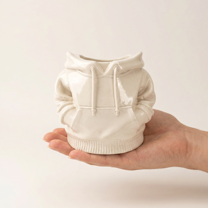 Hoodie Planter, Gypsum White 4"