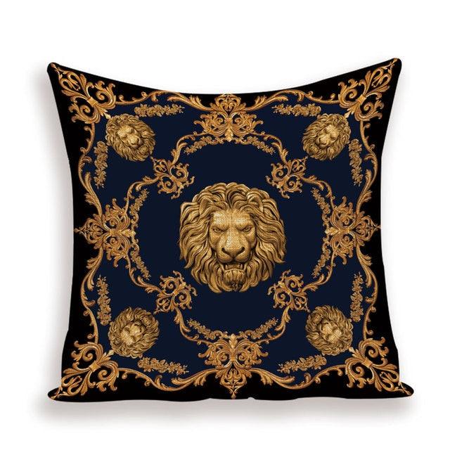 Cotton Linen Lion Head Throw Cushion Cover