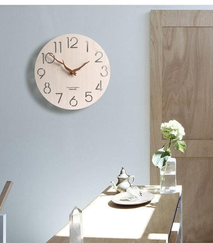 12-Inch Nordic Modern Wooden 3D Wall Clock