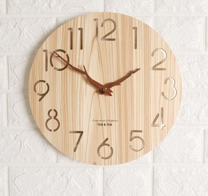 12-Inch Nordic Modern Wooden 3D Wall Clock
