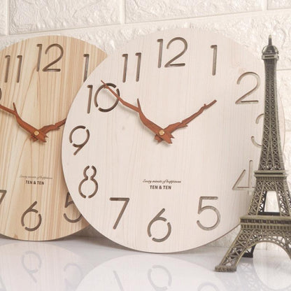 12-Inch Nordic Modern Wooden 3D Wall Clock