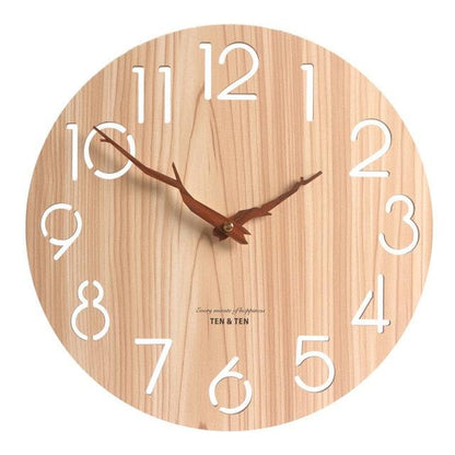 12-Inch Nordic Modern Wooden 3D Wall Clock