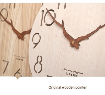 12-Inch Nordic Modern Wooden 3D Wall Clock