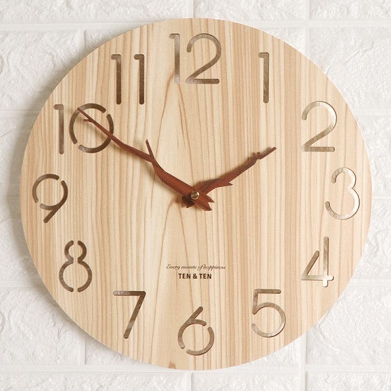 12-Inch Nordic Modern Wooden 3D Wall Clock
