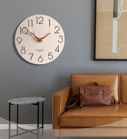 12-Inch Nordic Modern Wooden 3D Wall Clock