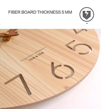 12-Inch Nordic Modern Wooden 3D Wall Clock