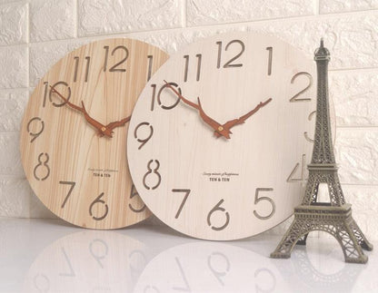12-Inch Nordic Modern Wooden 3D Wall Clock