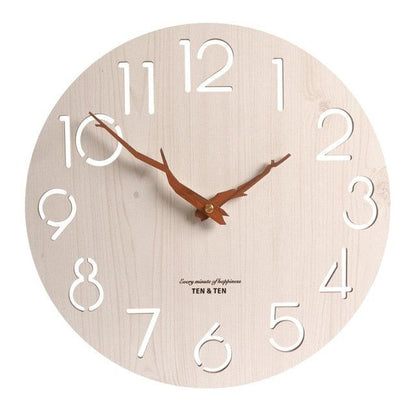 12-Inch Nordic Modern Wooden 3D Wall Clock