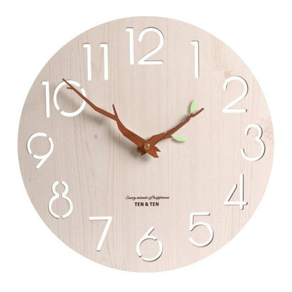 12-Inch Nordic Modern Wooden 3D Wall Clock